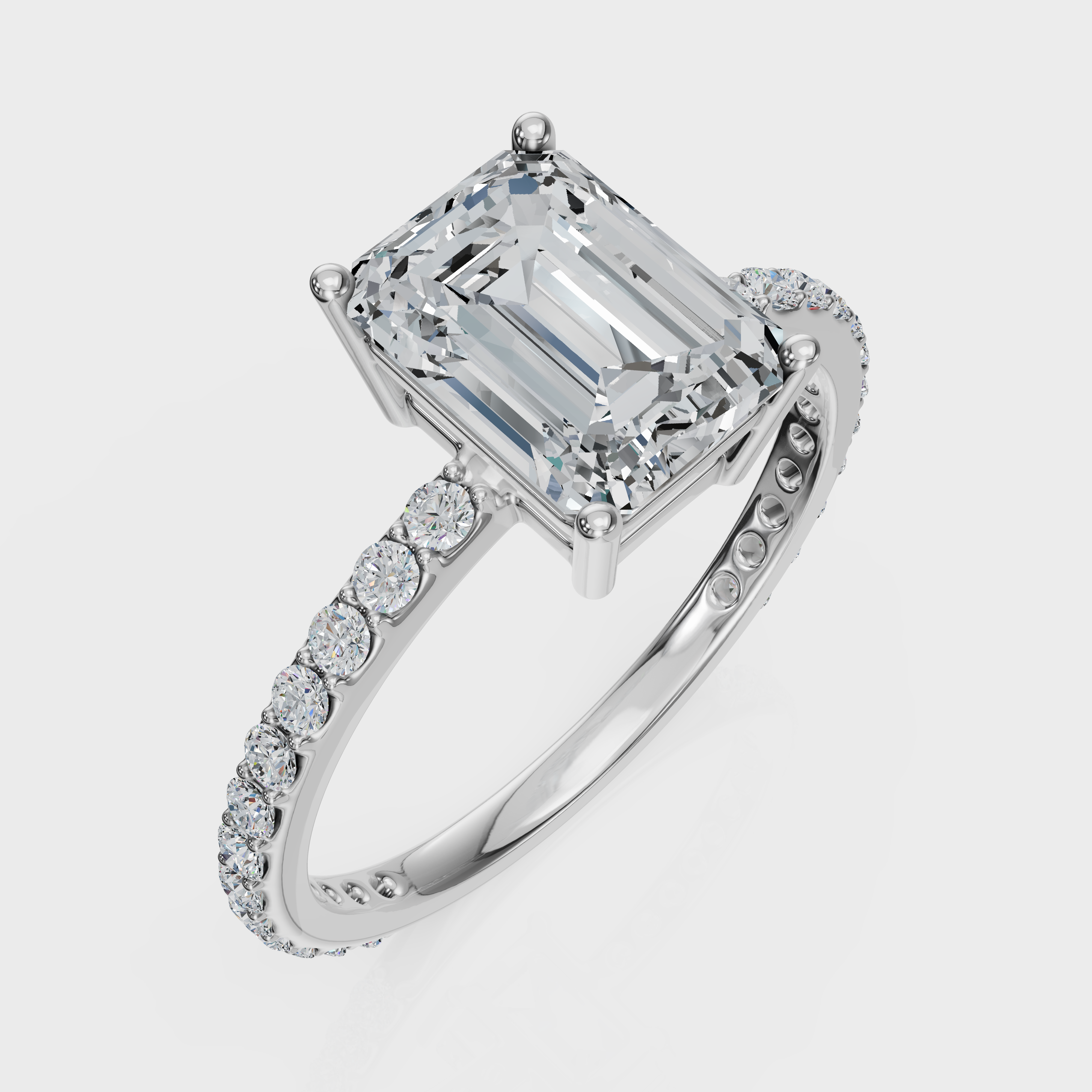Emerald Cut with Pavé Band Ring – Diamonds