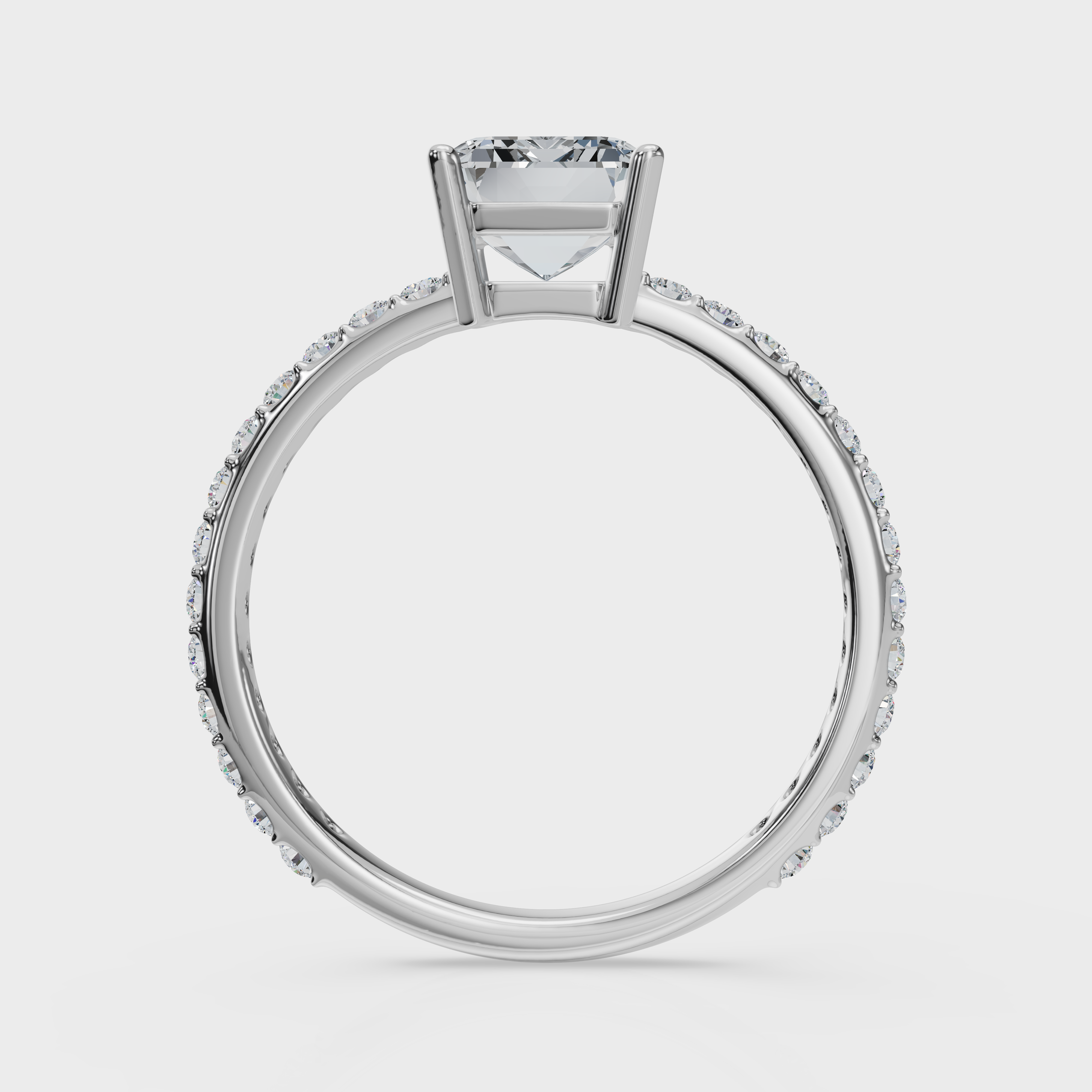 Emerald Cut with Pavé Band Ring – Diamonds