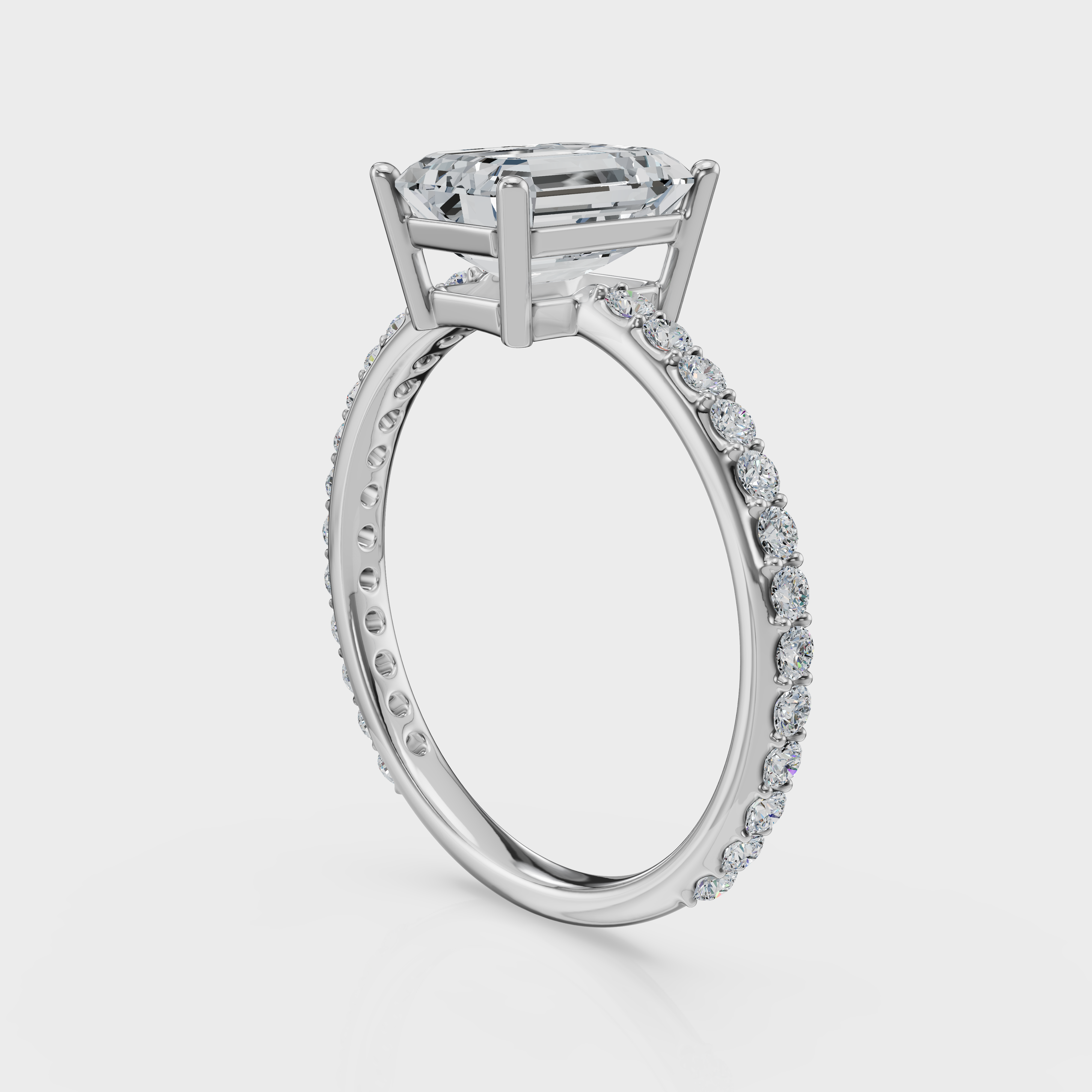Emerald Cut with Pavé Band Ring – Diamonds