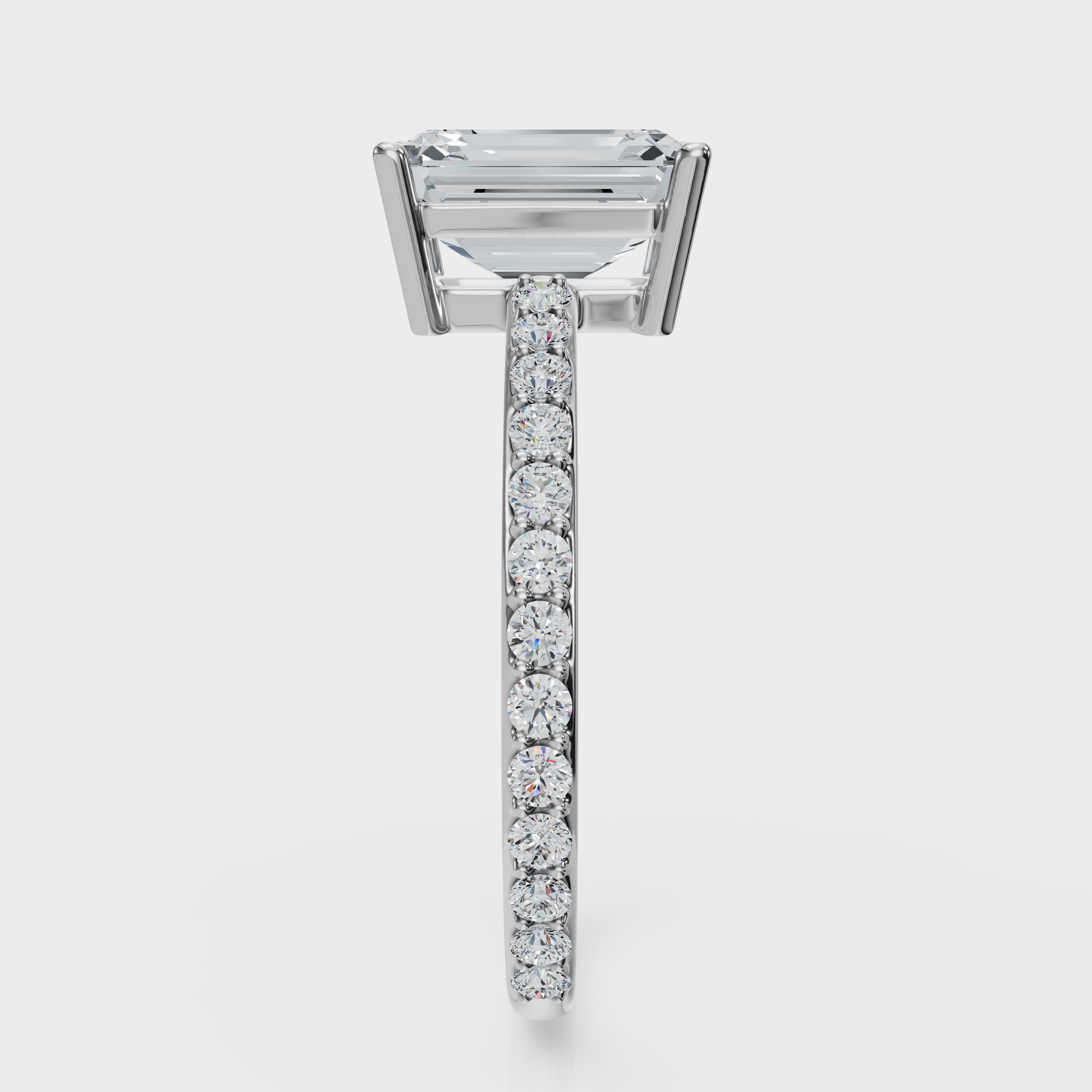Emerald Cut with Pavé Band Ring – Diamonds