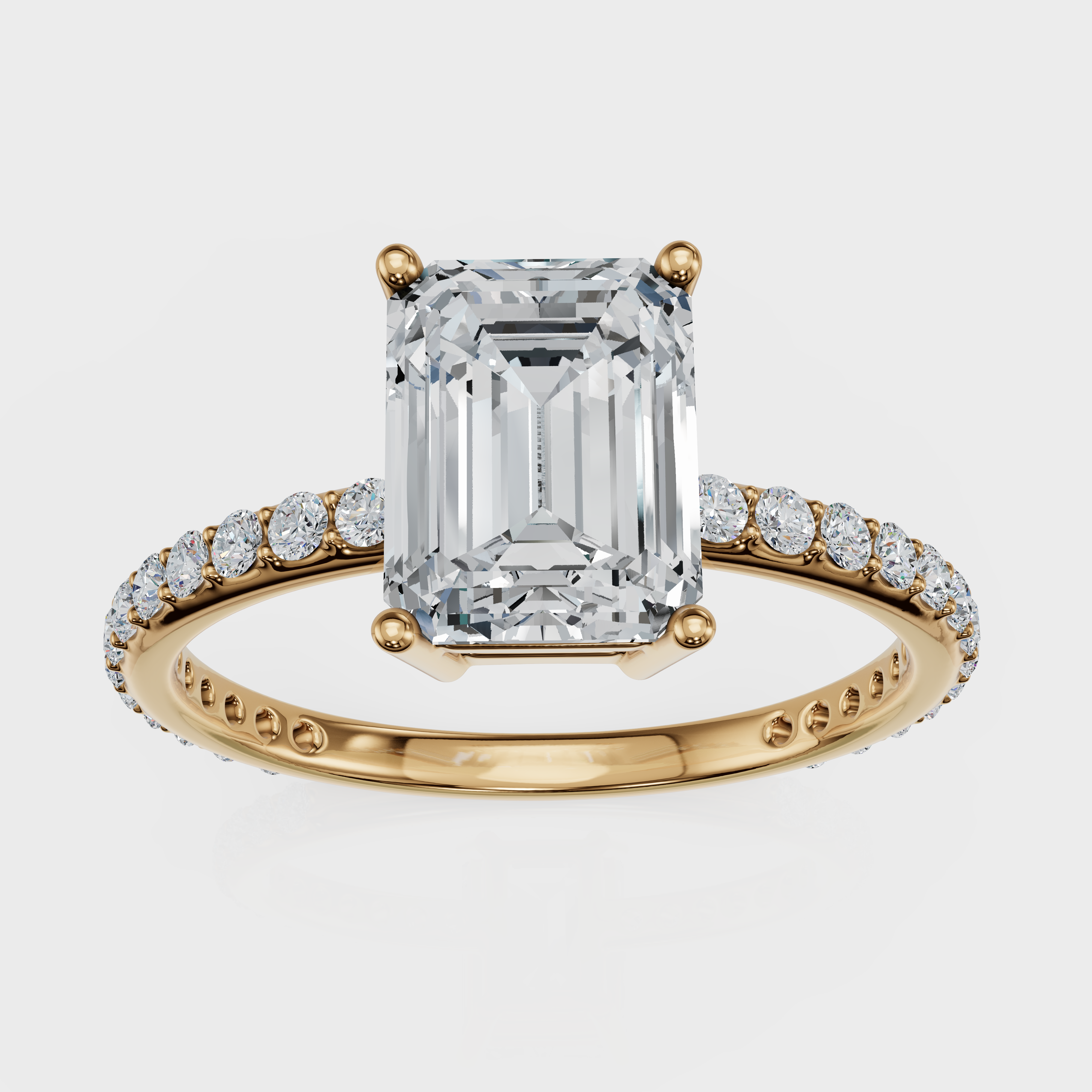 Emerald Cut with Pavé Band Ring – Diamonds