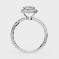 Emerald Cut Halo with Pavé Band Ring – Diamonds