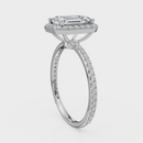 Emerald Cut Halo with Pavé Band Ring – Diamonds