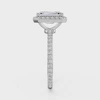 Emerald Cut Halo with Pavé Band Ring – Diamonds