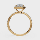 Emerald Cut Halo with Pavé Band Ring – Diamonds
