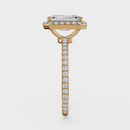 Emerald Cut Halo with Pavé Band Ring – Diamonds