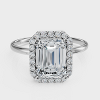 Emerald Cut Halo Ring – Diamonds