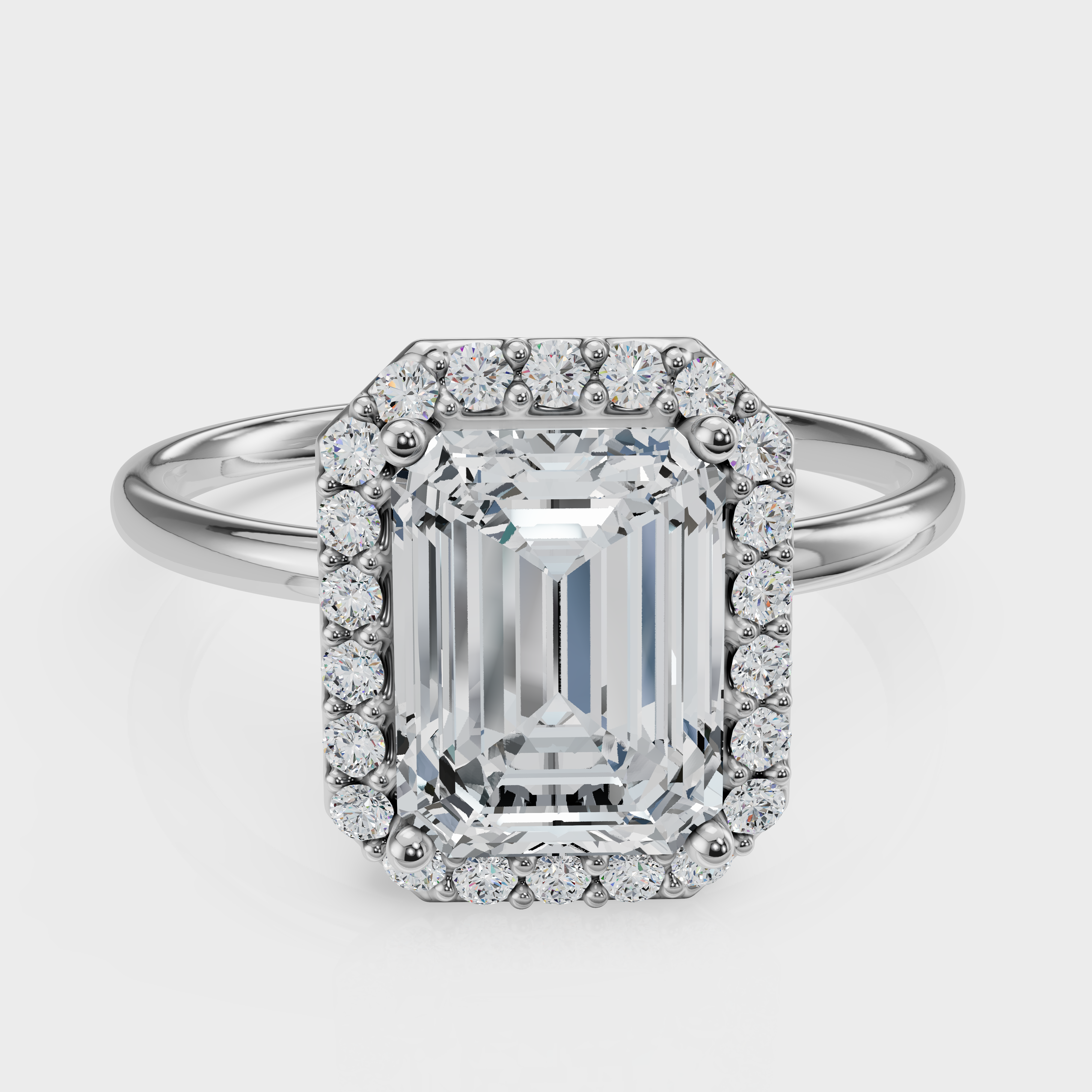 Emerald Cut Halo Ring – Diamonds