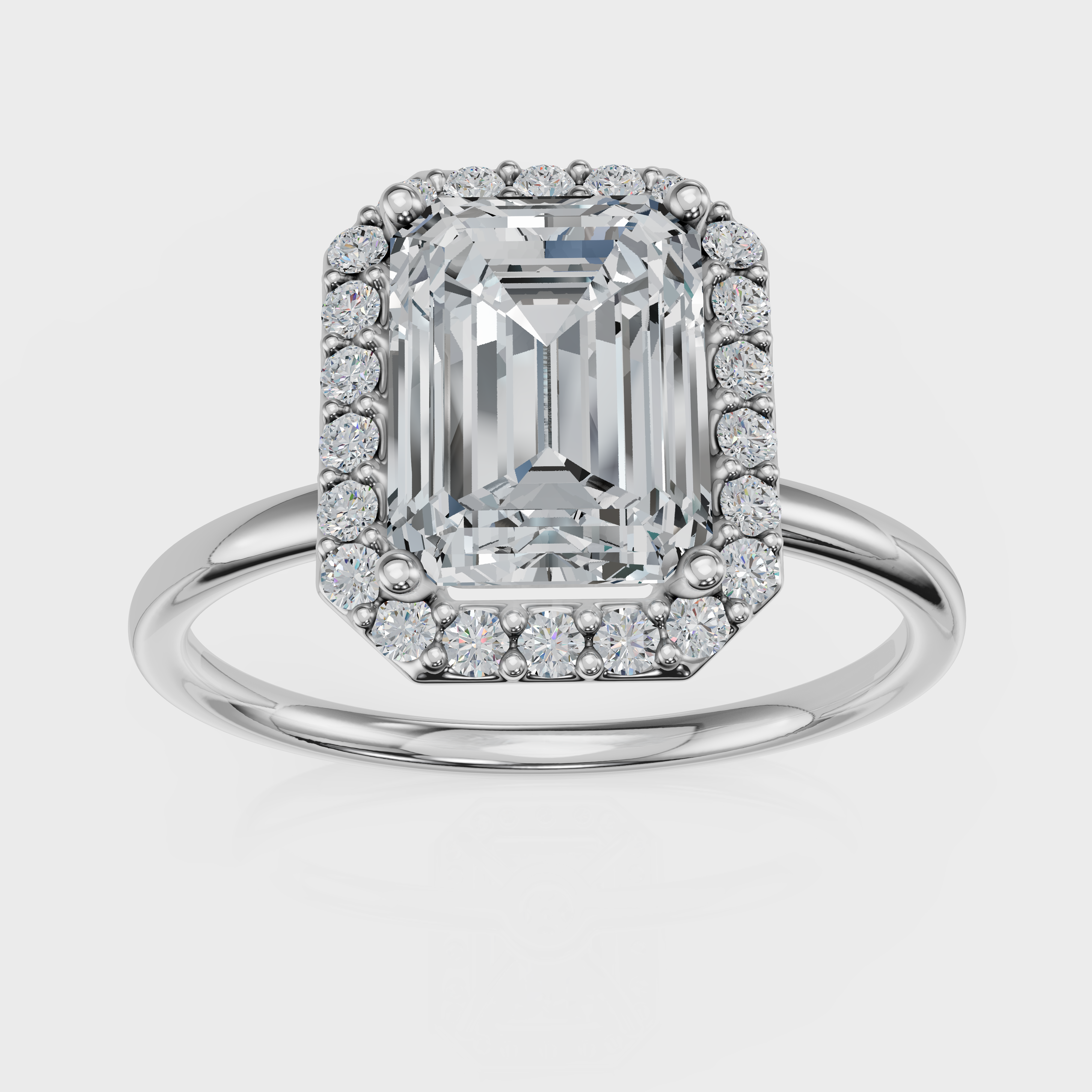 Emerald Cut Halo Ring – Diamonds