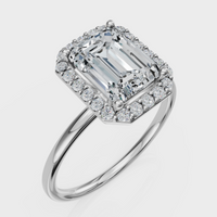 Emerald Cut Halo Ring – Diamonds