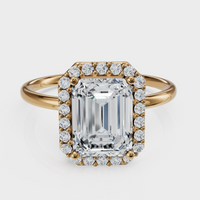 Emerald Cut Halo Ring – Diamonds
