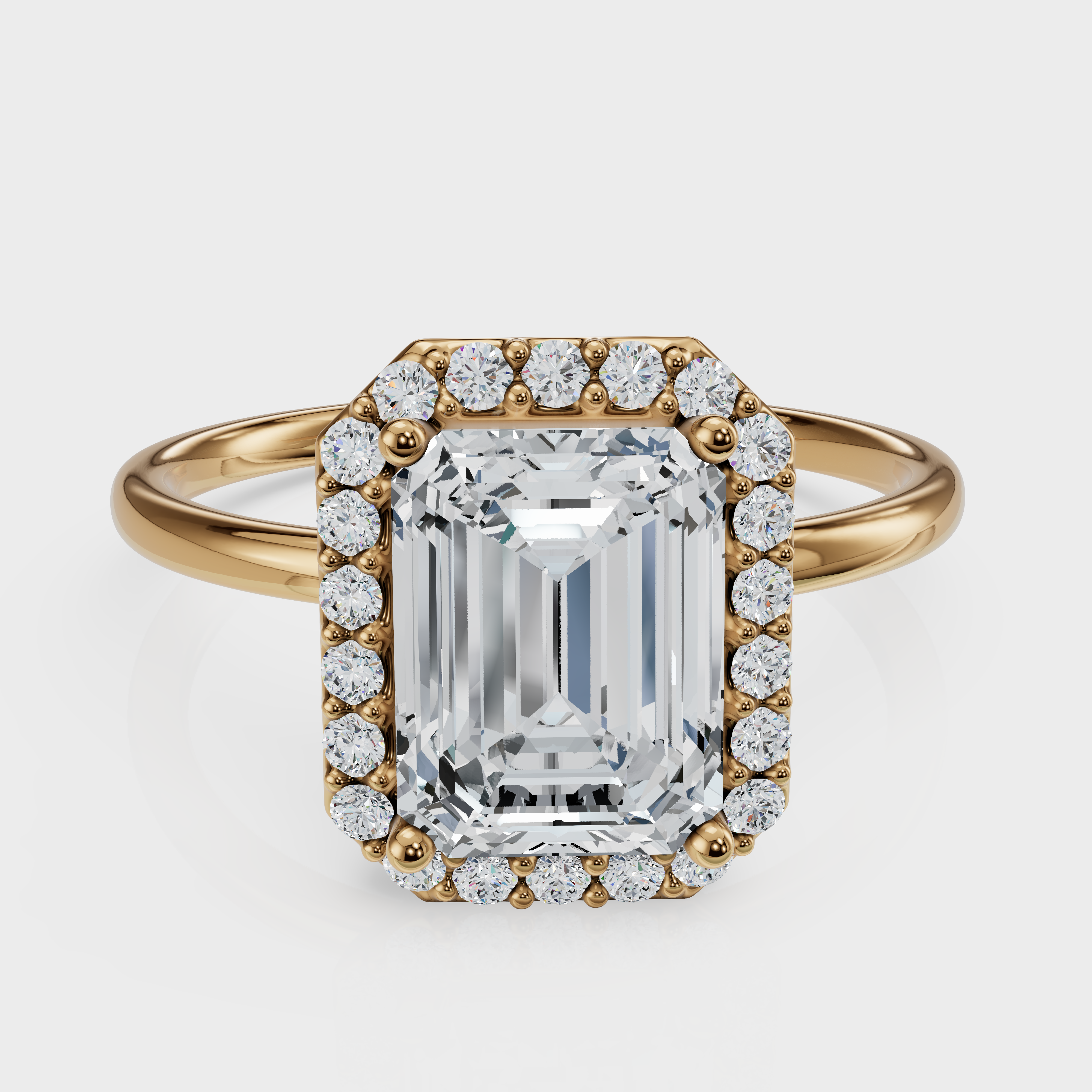 Emerald Cut Halo Ring – Diamonds