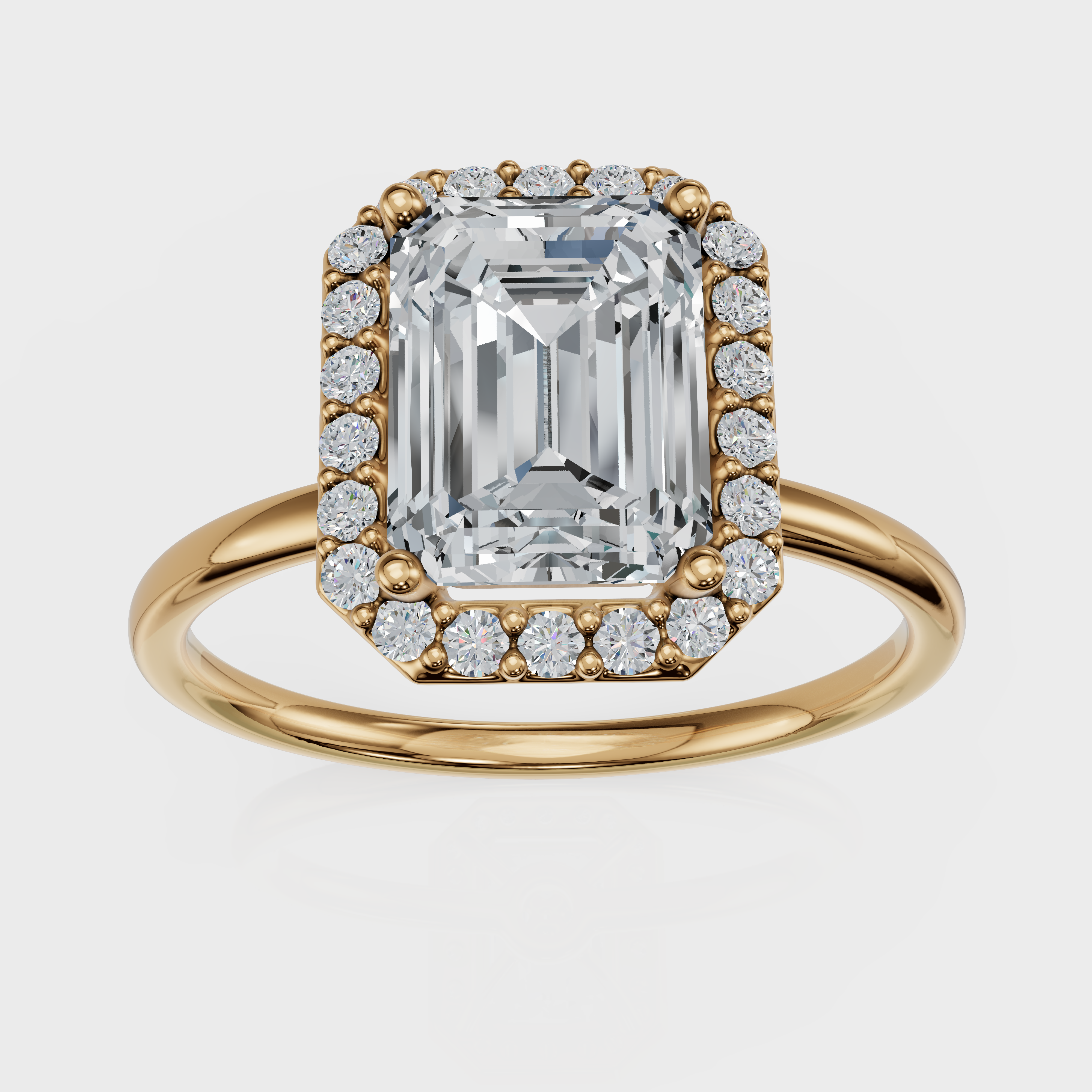 Emerald Cut Halo Ring – Diamonds