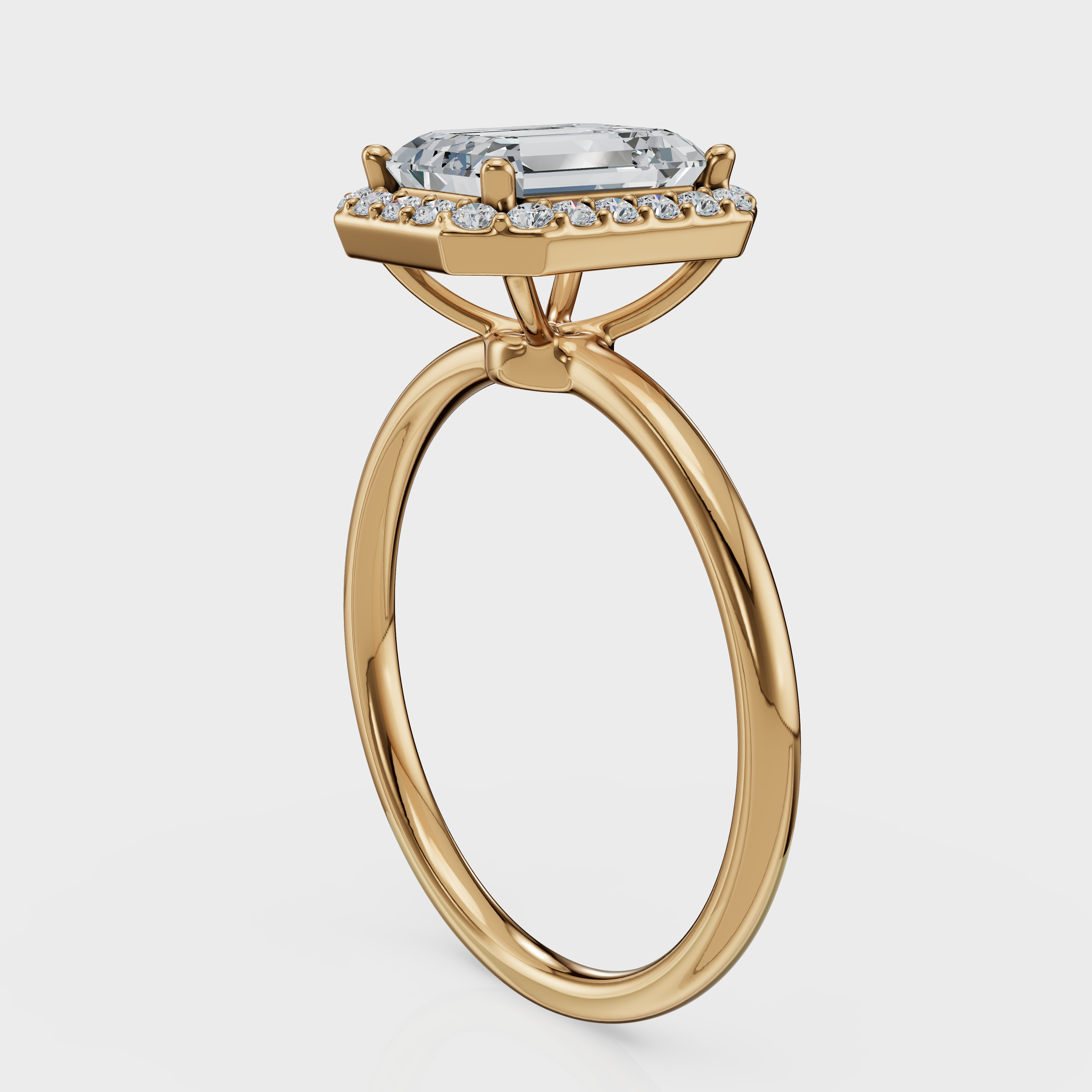 Emerald Cut Halo Ring – Diamonds