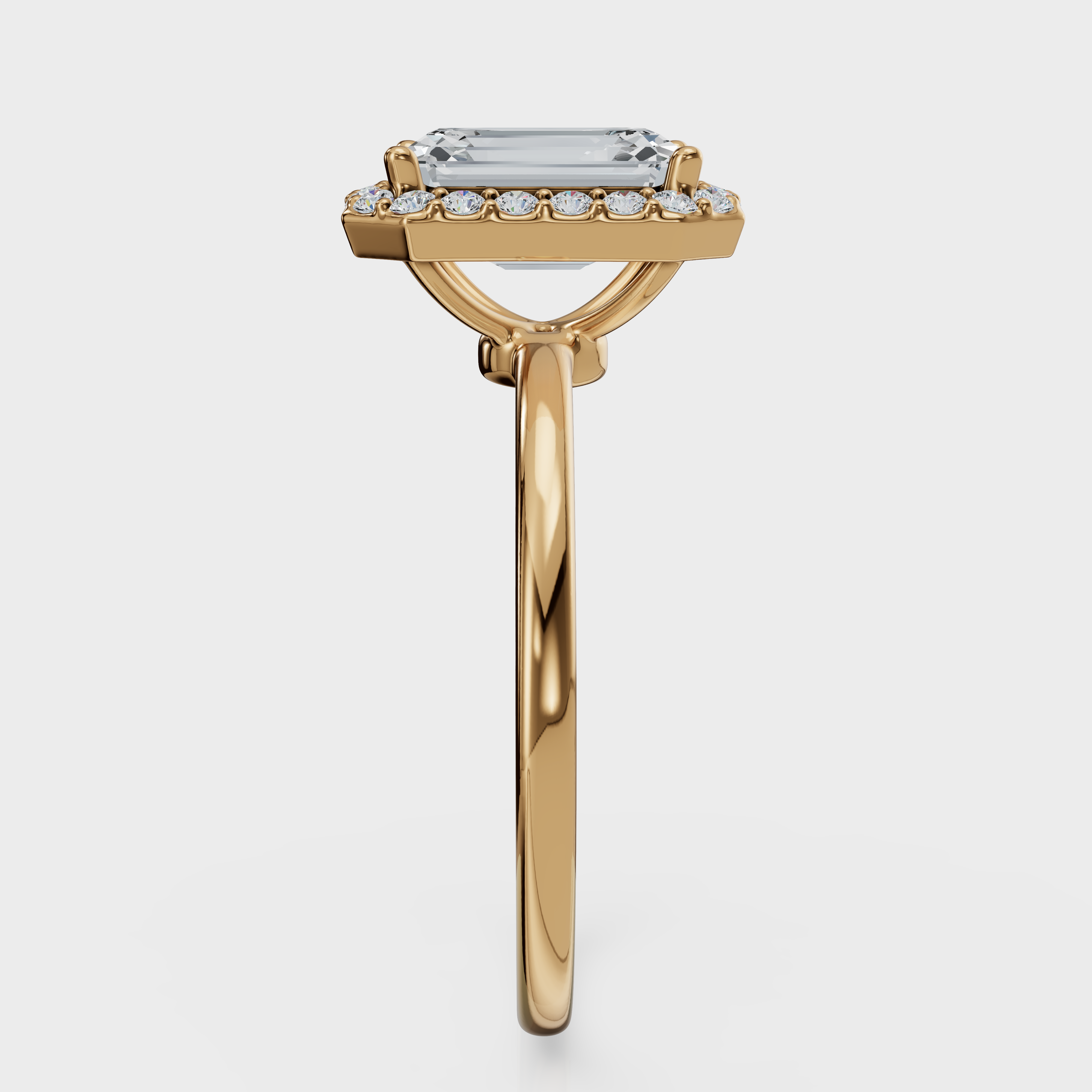 Emerald Cut Halo Ring – Diamonds