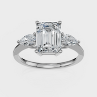 Emerald Cut with Pear Side Stones Ring – Diamonds