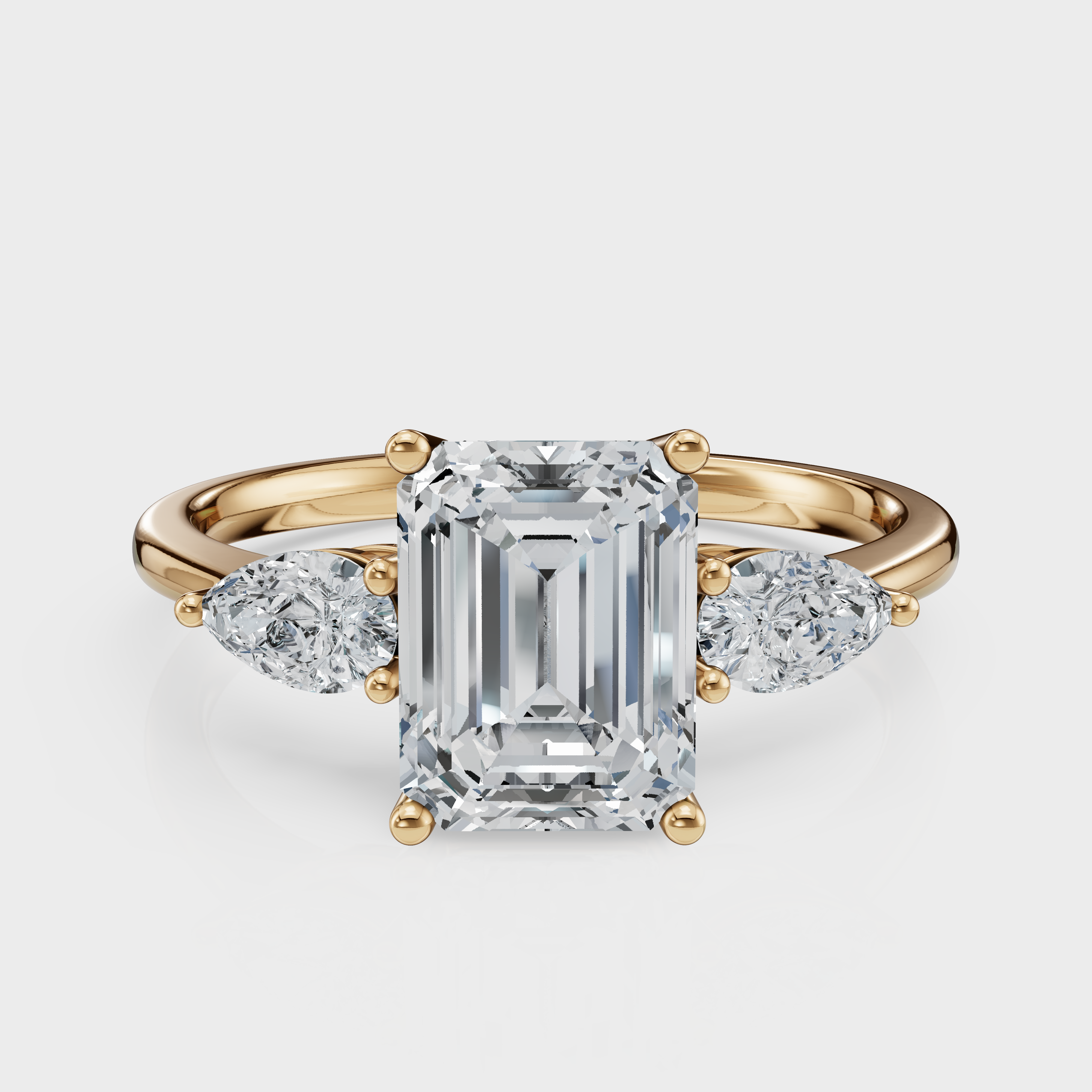 Emerald Cut with Pear Side Stones Ring – Diamonds