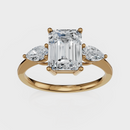 Emerald Cut with Pear Side Stones Ring – Diamonds