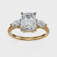 Emerald Cut with Pear Side Stones Ring – Diamonds