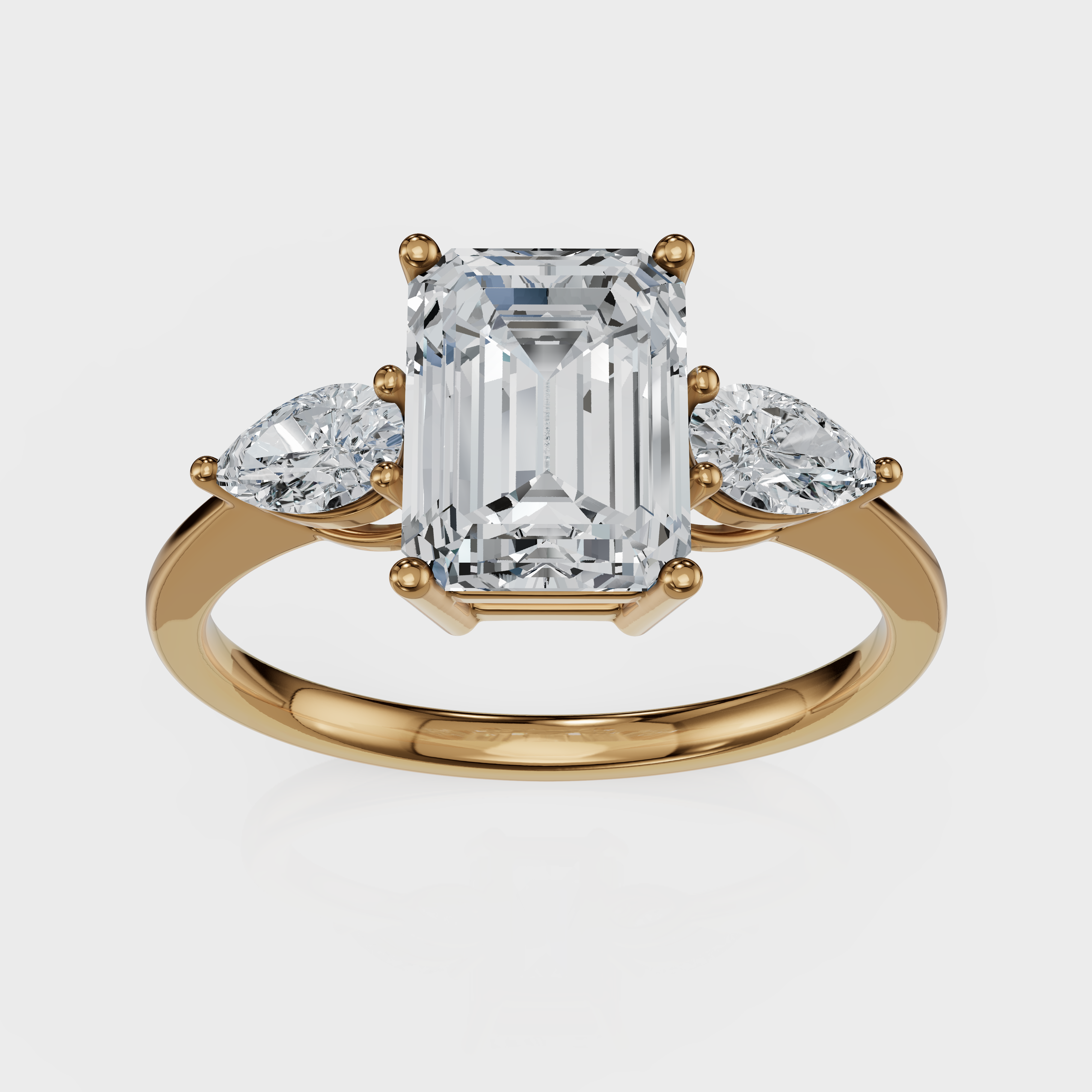 Emerald Cut with Pear Side Stones Ring – Diamonds