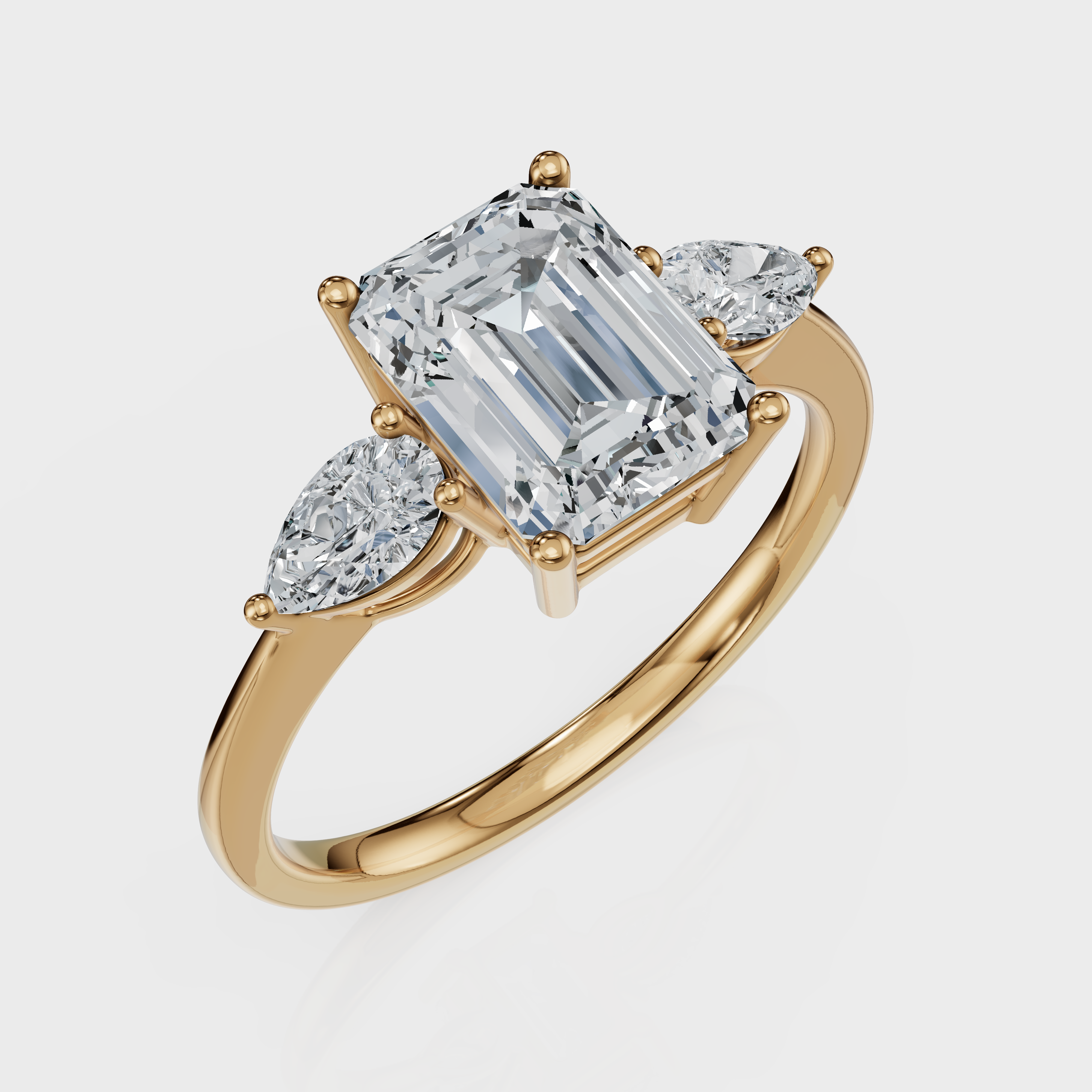 Emerald Cut with Pear Side Stones Ring – Diamonds