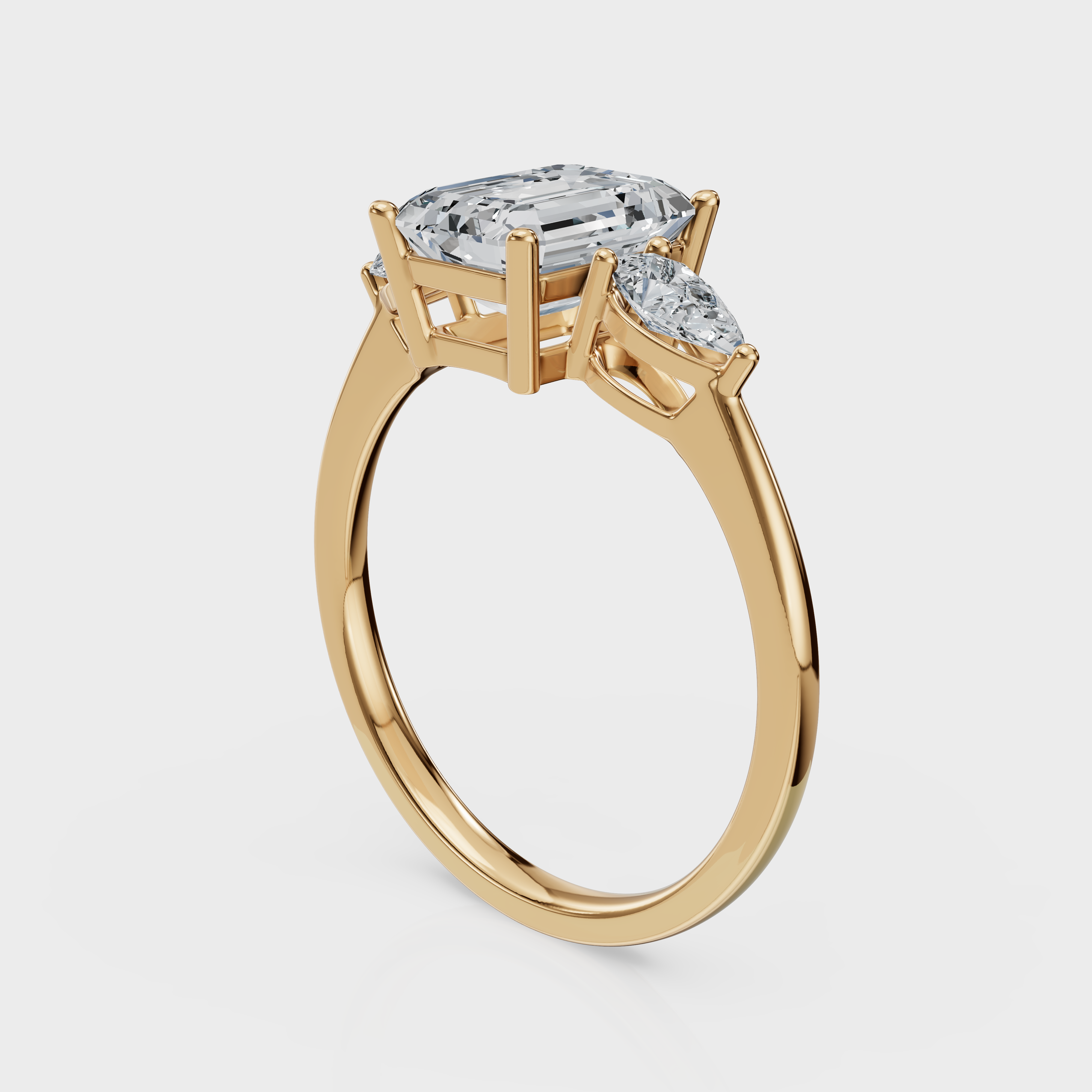 Emerald Cut with Pear Side Stones Ring – Diamonds
