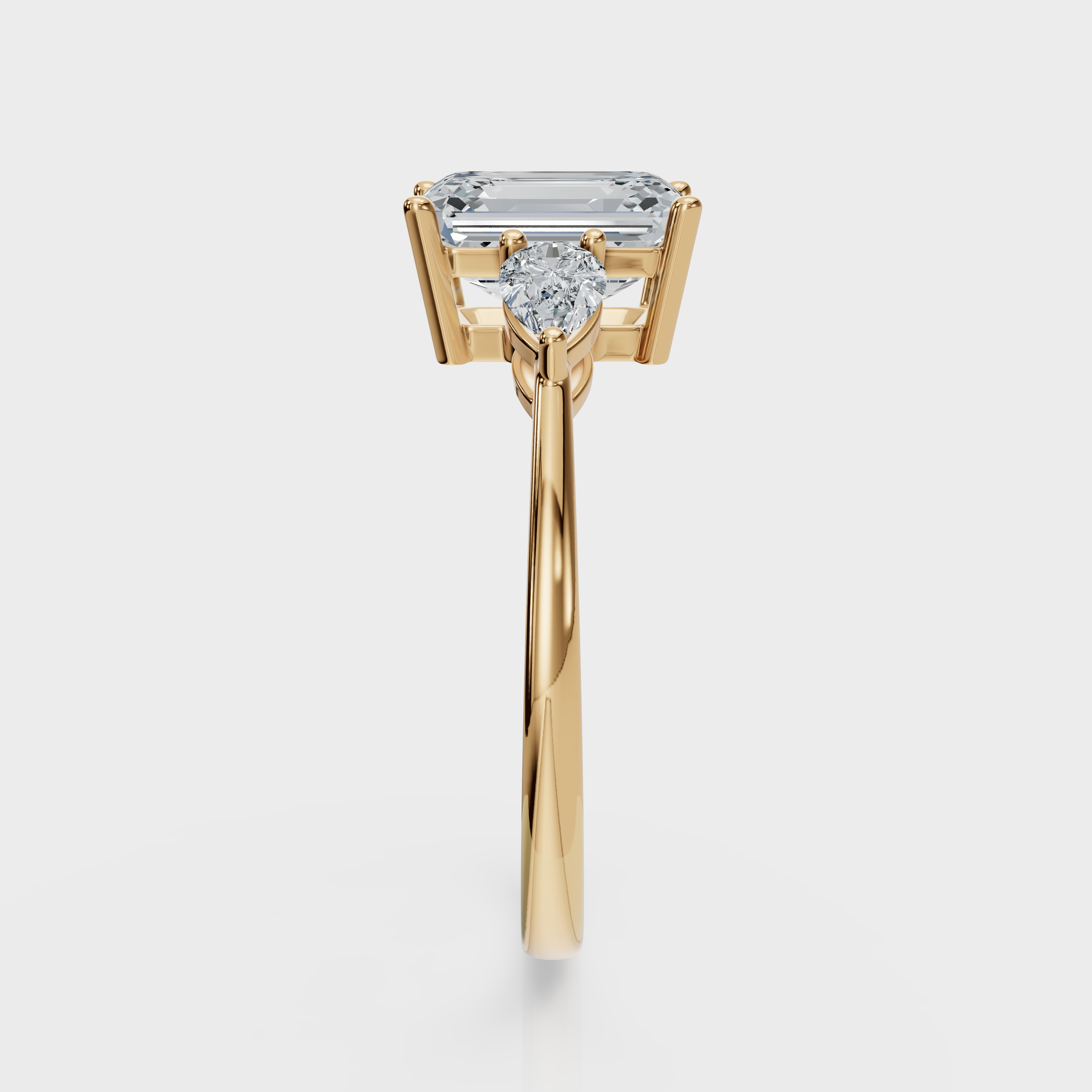 Emerald Cut with Pear Side Stones Ring – Diamonds