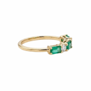 Baguette Emerald & Round Diamond Band