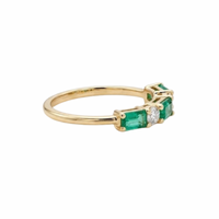 Baguette Emerald & Round Diamond Band