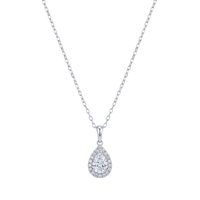 Pear Diamond Halo Necklace