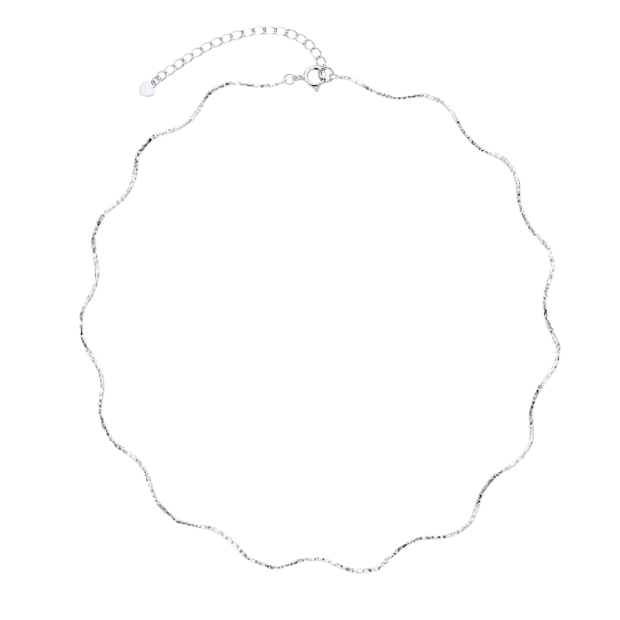 White Gold Diamond-Cut Wave Necklace