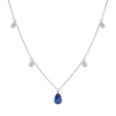 Pear Sapphire & Mini Round Diamond Necklace