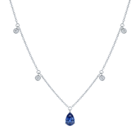 Pear Sapphire & Mini Round Diamond Necklace