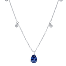 Pear Sapphire & Mini Round Diamond Necklace