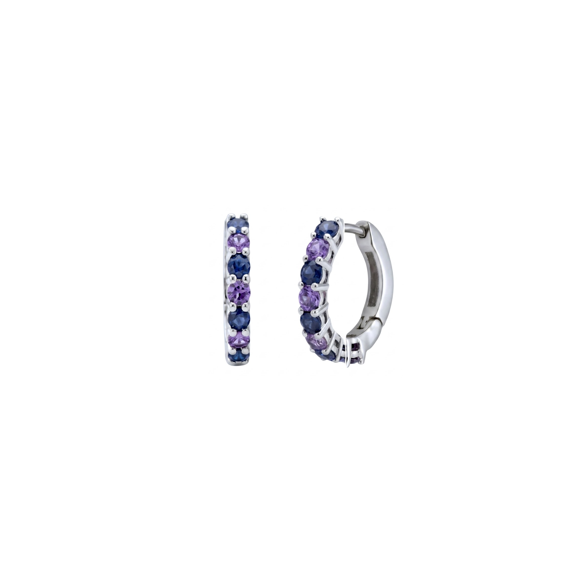 Amethyst & Sapphire Small Hoops