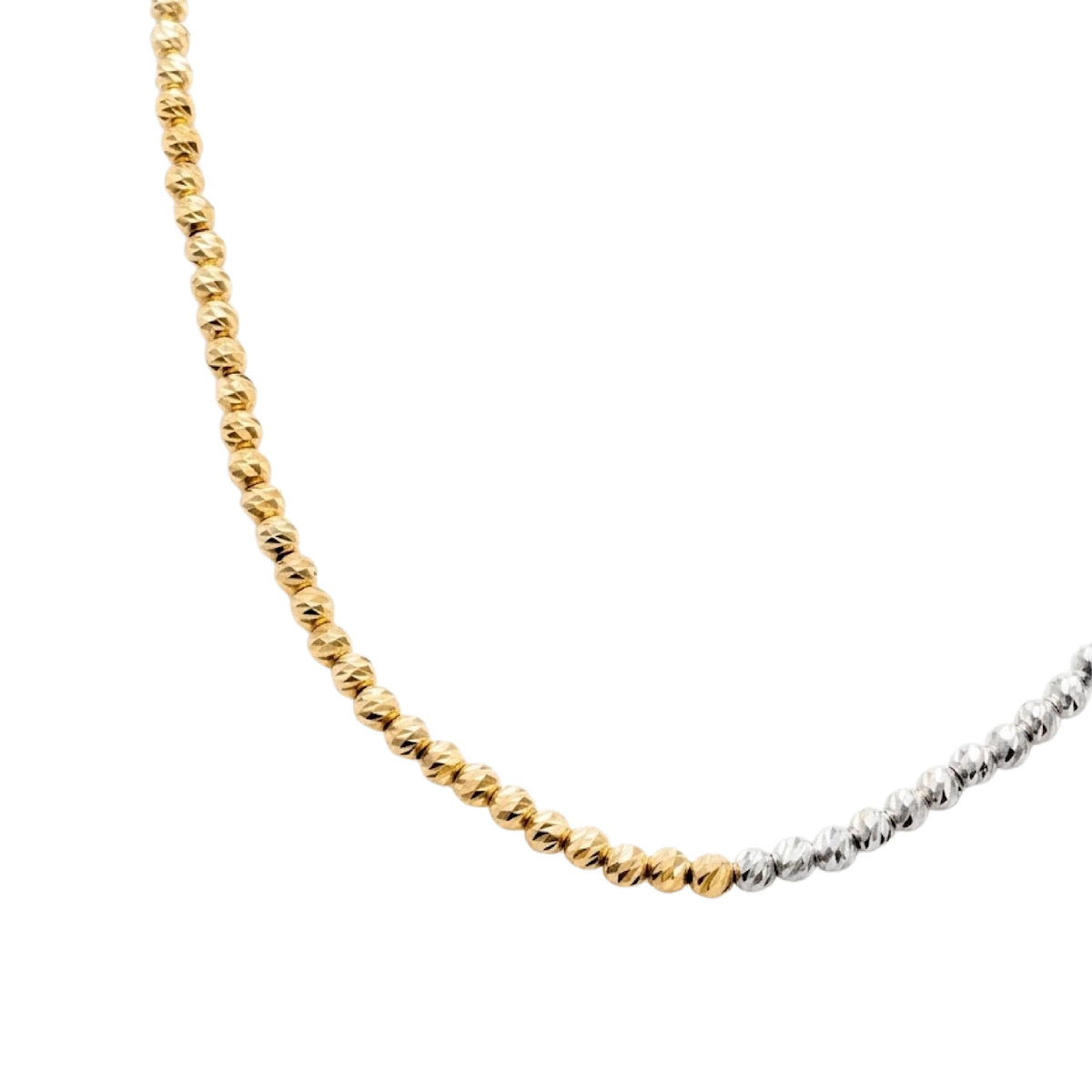 Two Tone Diamond-Cut Bead Necklace