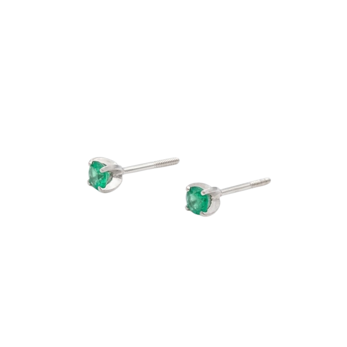 Round White Gold Emerald Small Studs