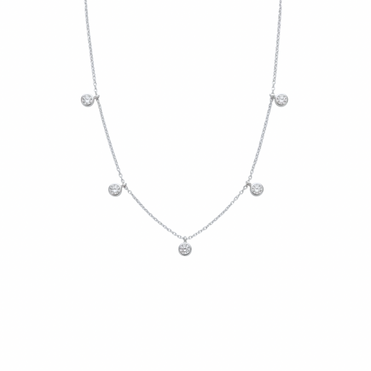 5 Round Diamond Bezel Necklace