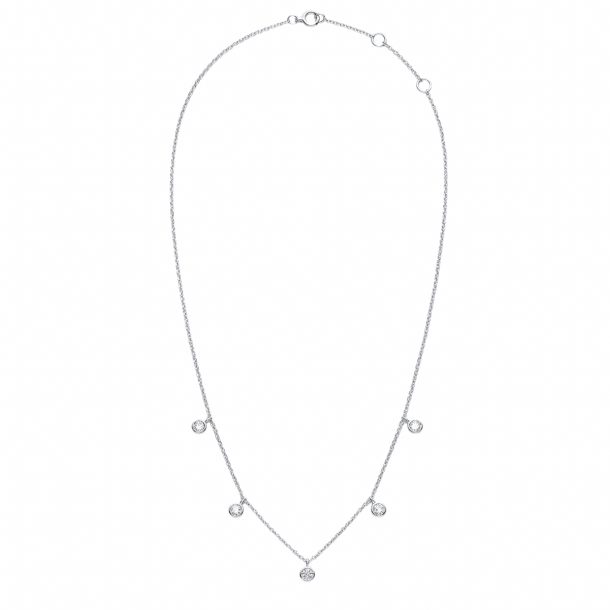 5 Round Diamond Bezel Necklace