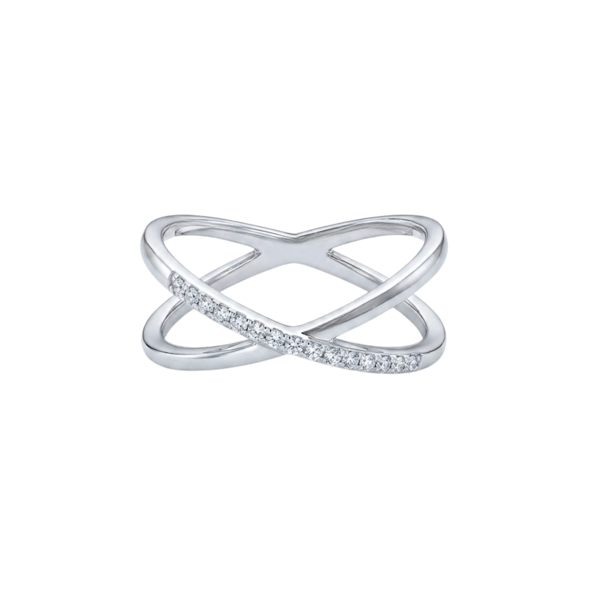 Half Diamonds X Ring White Gold