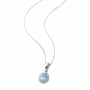 Oval Blue Diamond & Diamond Sunburst Halo Necklace
