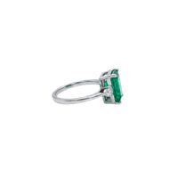 Emerald-Cut Emerald  & Two Diamond  Pear White Gold Ring