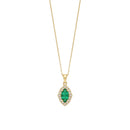 Emerald Marquise & Diamond Halo Necklace
