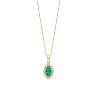 Emerald Marquise & Diamond Halo Necklace