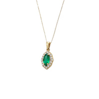 Emerald Marquise & Diamond Halo Necklace