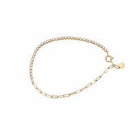 Half Paper Clip & Half Diamond Tennis Bracelet