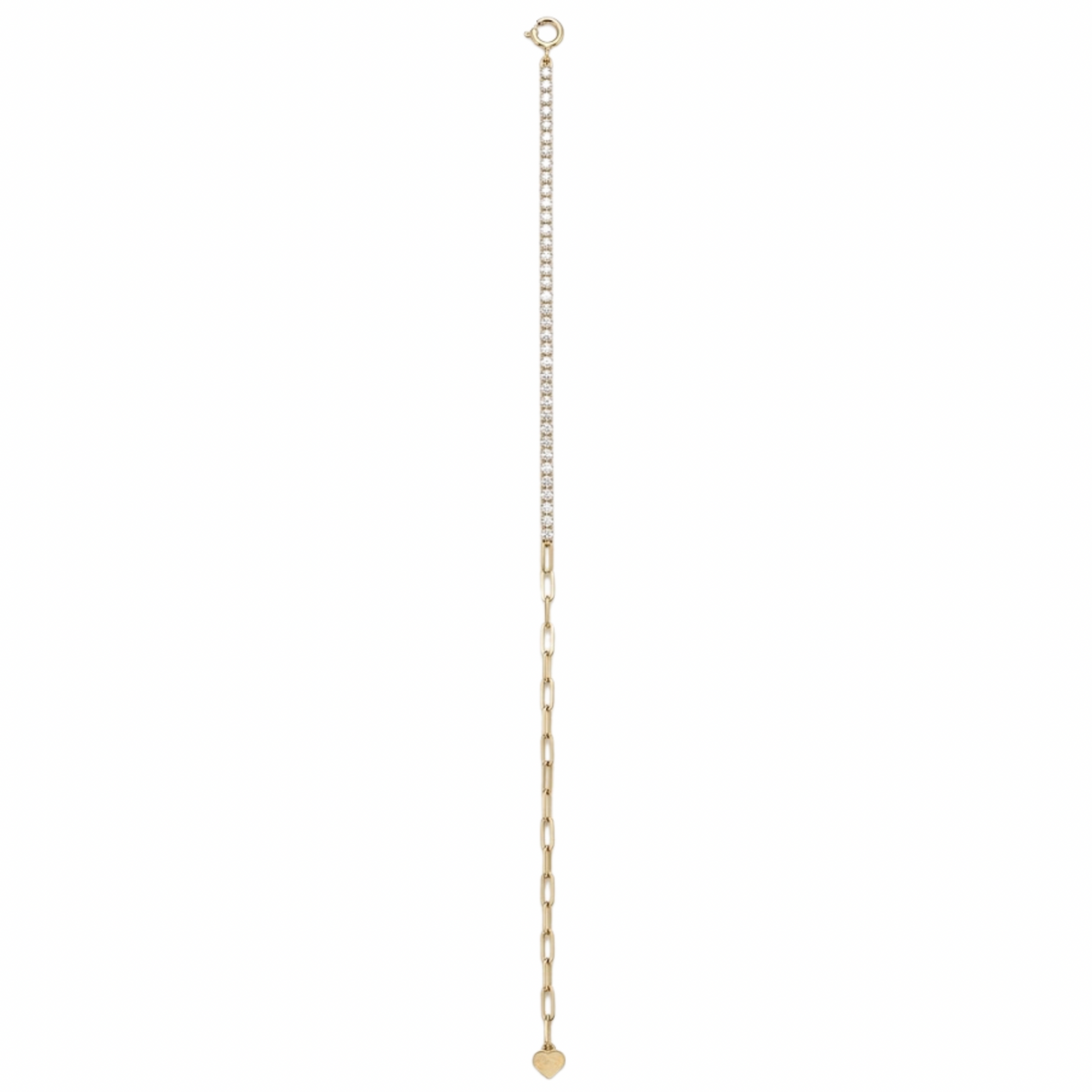 Half Paper Clip & Half Diamond Tennis Bracelet