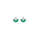 Double Emerald Marquise & Diamond Lotus Flower Earrings