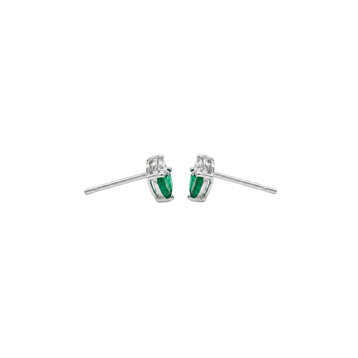 Double Emerald Marquise & Diamond Lotus Flower Earrings