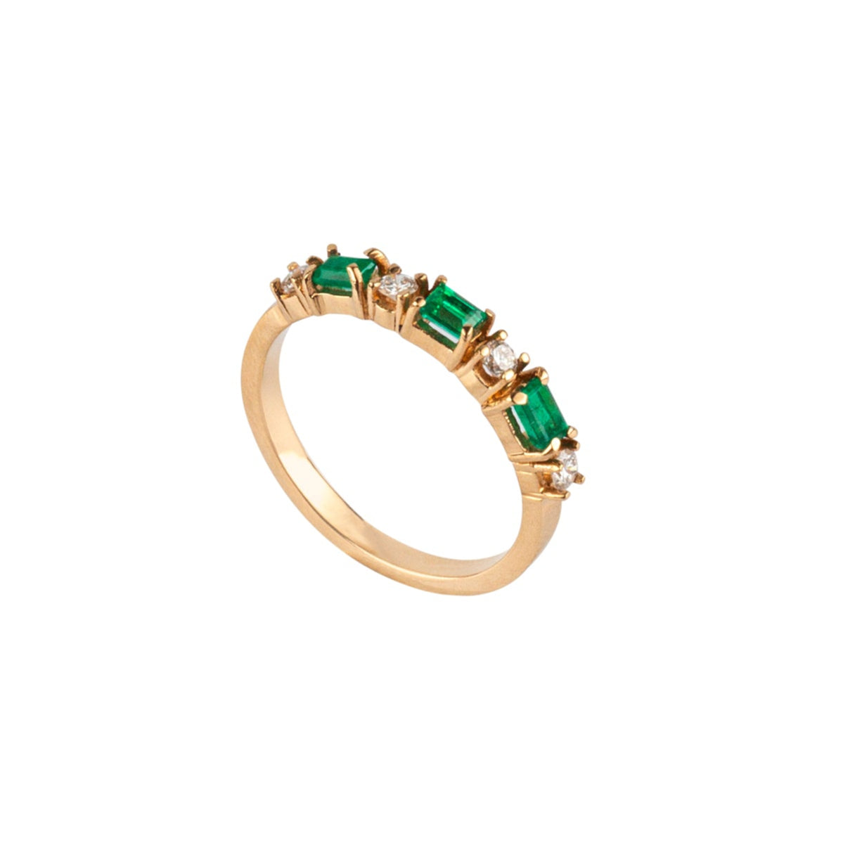 Emerald Baguette & Diamond Ring